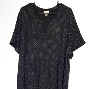 J. Jill Black & White Polka Dot Short Sleeve Midi Dress, Plus Size 4X